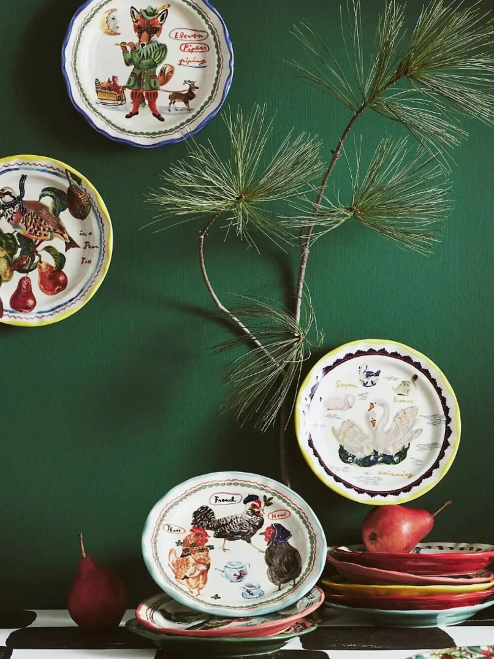 Anthropologie Nathalie Lete 12 Days Of Christmas 7 Swans Swimming plate